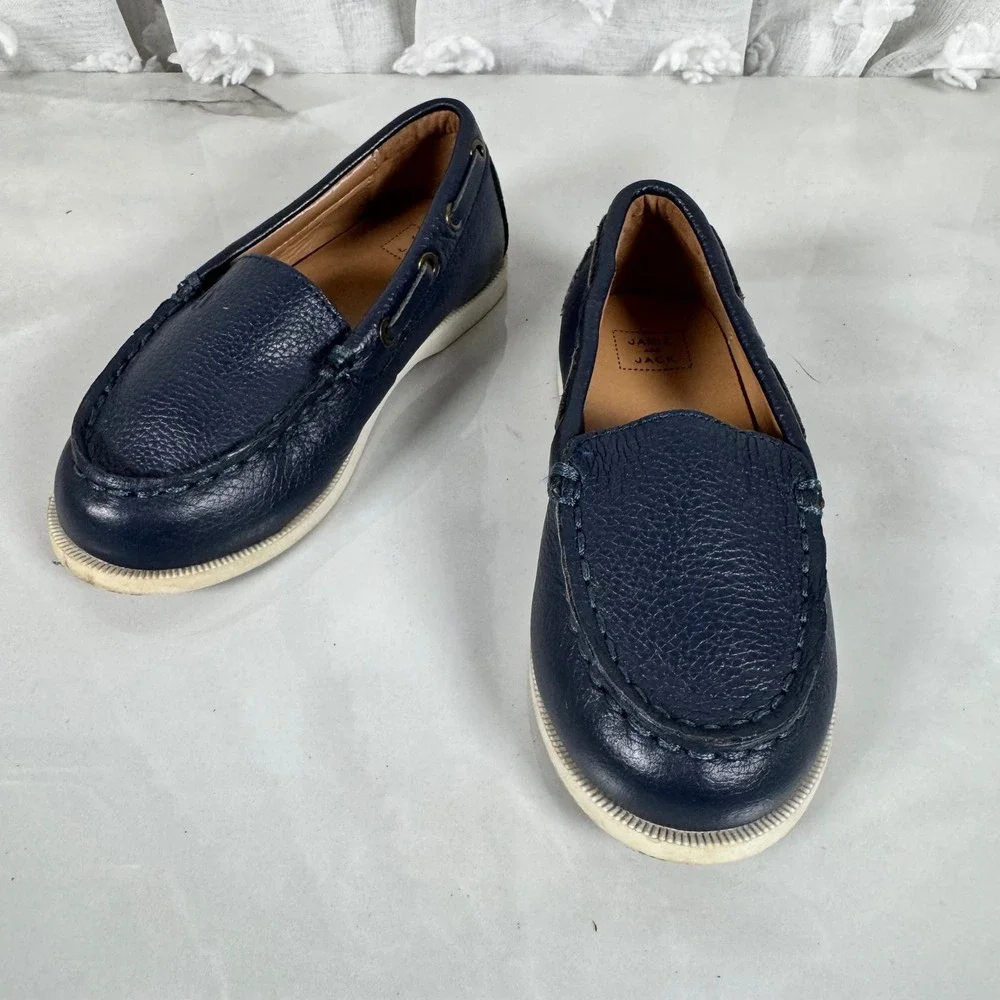 Janie and Jack Navy‎ Blue Leather Slip On Loafers Kid's/Toddler's size 8